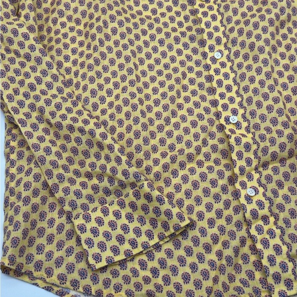 J McLaughlin Shirt Mens Linen XL Button Up Yellow Blue Orange Paisley L/S - Picture 4 of 11